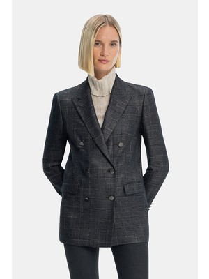Vakko By Taglıatore Black Double-Breasted Lapel Jacket
