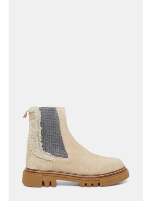 Vakko Beige Suede Boots