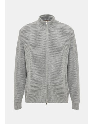 Vakko Grey Melange Knit Sweater