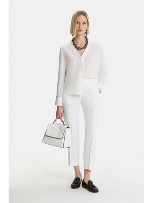 Vakko By Peserıco Ecru Straight Fit Trousers