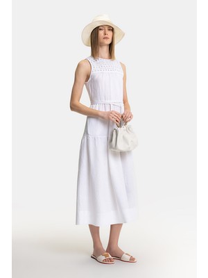 Vakko White Linen Dress