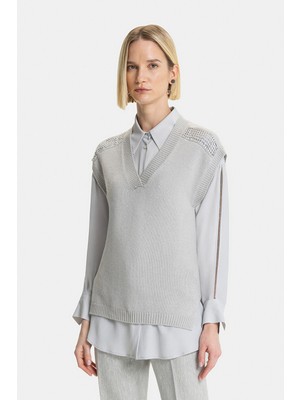Fabiana Filippi Fabıana Fılıppı Grey V-Neck Sweater