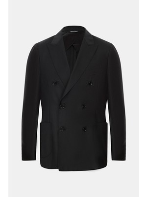 Vakko Black Double-Breasted Lapel Jacket