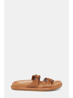 Santoni Santonı Tan Leather Slides