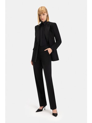 Vakko Black Straight-Leg Trousers