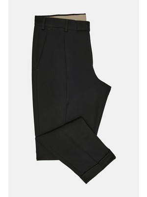 Vakko By PT01 Black Plain Diagonal Weave Trousers