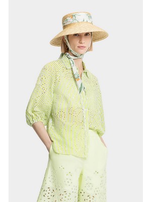 Vakko Green Striped Shirt