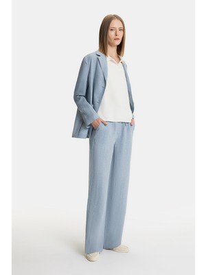 Vakko Blue Wide-Leg Trousers