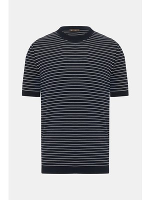 Vakko Navy Crew Neck Short Sleeve T-Shirt