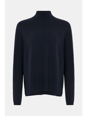 Vakko Navy Mock Neck Knitwear