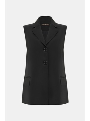 Vakko Black Double-Breasted Lapel Vest