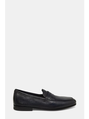 Santoni Santonı Navy Strap Leather Loafers