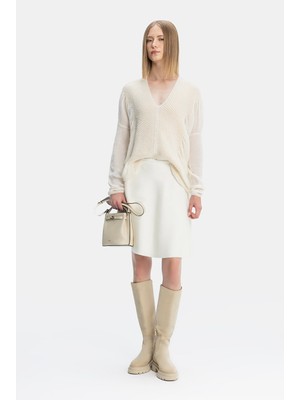 Vakko Ecru Knit Skirt