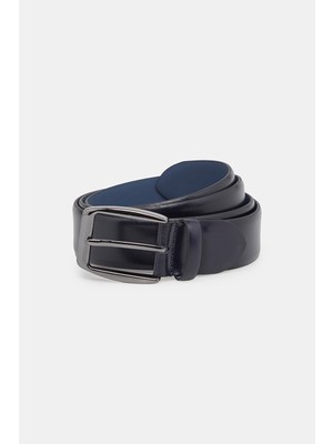 Vakko Navy Leather Belt
