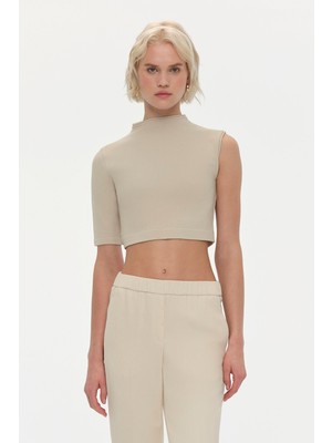 Vakko Stone Asymmetric Knit Sweater