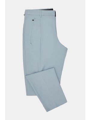 Vakko By PT01 Blue Single-Pleat Poplin Trousers
