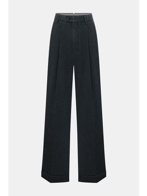 Vakko By Berwıch Navy Wide-Leg Trousers