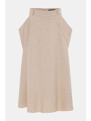 Vakko Beige Midi Skirt