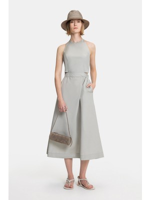 Vakko By Peserıco Khaki Halter Neck Dress