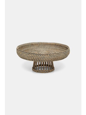 Vakko Large Size Rattan Bowl With Metal Stand