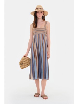 Vakko Striped Strappy Dress