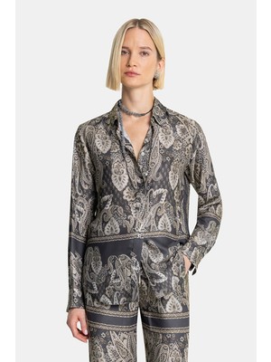 Vakko By Lorena Antonıazzı Brown Patterned Shirt