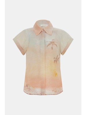 Zimmermann Zımmermann Ecru Patterned Short Sleeve Blouse