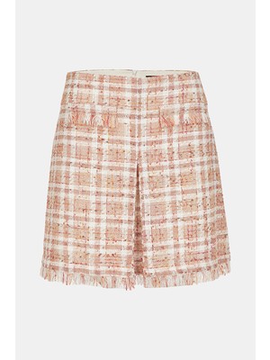 Vakko Orange Plaid Mini Skirt