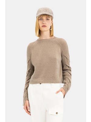 Vakko By Lorena Antonıazzı Beige Crew Neck Knitwear