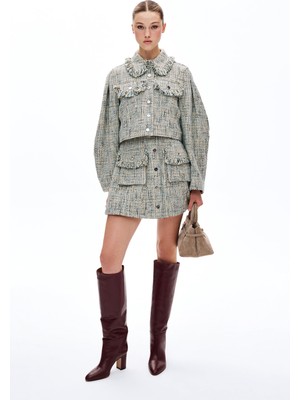 Ganni Gannı Light Blue Buttoned Jacket