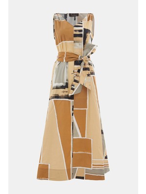 Vakko By Lorena Antonıazzı Camel Patterned Dress