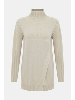 Vakko By Lorena Antonıazzı Beige Mock Neck Knitwear