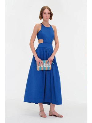 Vakko Navy Sleeveless Dress