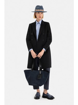 Vakko By Taglıatore Anthracite Cashmere Coat