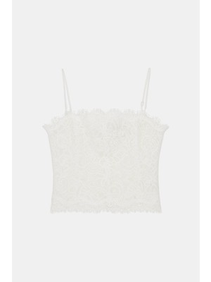 Vakko Ecru Lace Strappy Blouse