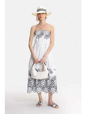 Vakko Ecru Strappy Dress