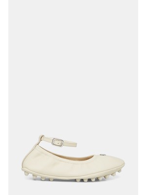 Vakko Ecru Ballet Flats