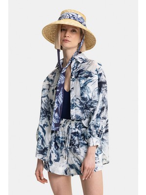 Vakko White-Navy Floral Shirt