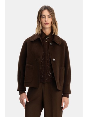 Vakko Dark Brown Wool Jacket