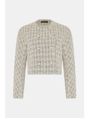 Vakko Beige Plaid Jacket