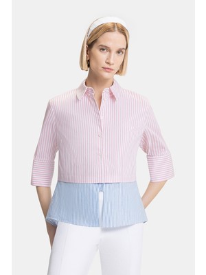 Vakko Blue-Pink Striped Shirt