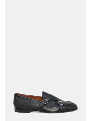 Doucal's Doucal’s Navy Double-Buckle Leather Loafers