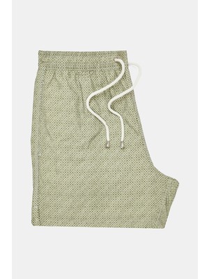 Vakko Dark Green Patterned Swim Shorts