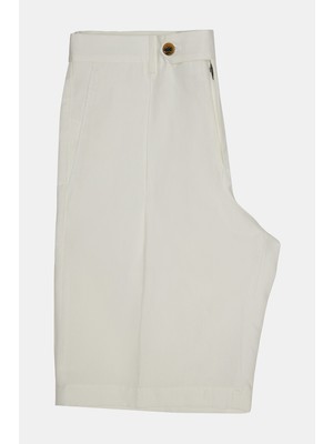 Vakko By Berwıch White Single-Pleat Bermuda Shorts