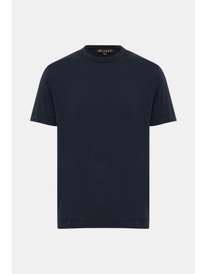 Vakko Navy Crew Neck Short-Sleeve T-Shirt