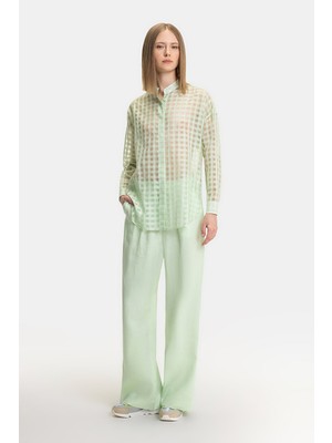 Vakko Light Green Linen Trousers