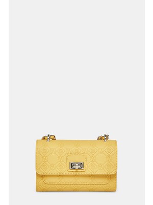 Vakko Yellow Monogram Leather Bag