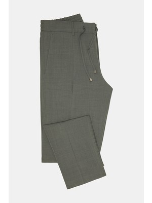 Vakko By Berwıch Dark Green Single-Pleat Elastic Waist Trousers