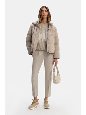 Vakko By Peserıco Beige Slim-Leg Trousers