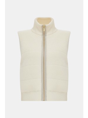 Vakko Ecru Stand Collar Vest
